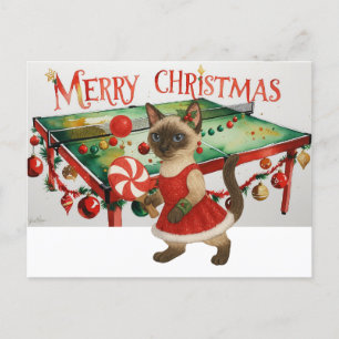 Ping Pong Christmas Themed for Siamese Cat lovers Holiday Postcard