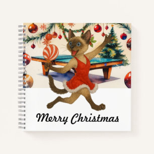 Ping Pong Christmas Themed  for Siamese cat lovers Notebook