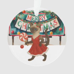 Ping Pong Christmas Themed for Siamese Cat lovers Ornament