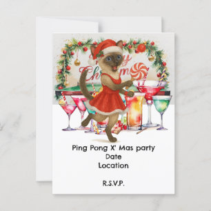 Ping Pong Christmas themed for Siamese Cat Lovers Postcard