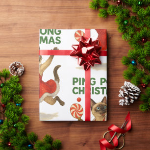 Ping Pong Christmas Themed for Siamese Cat Lovers Wrapping Paper