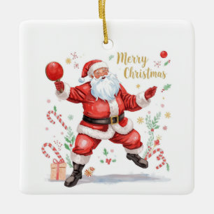 Ping Pong Christmas themed with Santa Claus Ceramic Ornament