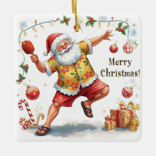 Ping Pong Christmas themed with Santa Claus Ceramic Ornament