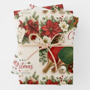 Ping pong Christmas themed Wrapping Paper Sheet