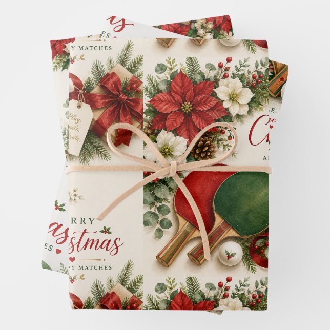 Ping pong Christmas themed  Wrapping Paper Sheet (In situ)