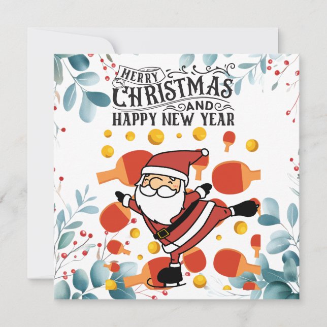 Ping pong Christmas with Santa Claus  Holiday Card (Front)