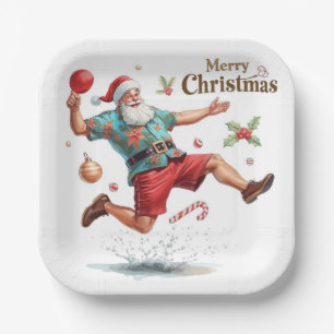 Ping pong Christmas with Santa Claus Paper Plate