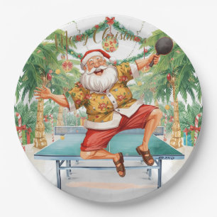 Ping pong Christmas with Santa Claus Paper Plate