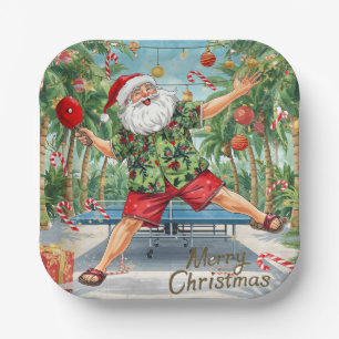 Ping pong Christmas with Santa Claus Paper Plate
