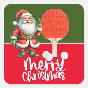 Ping Pong Christmas with Santa Claus Square Sticker