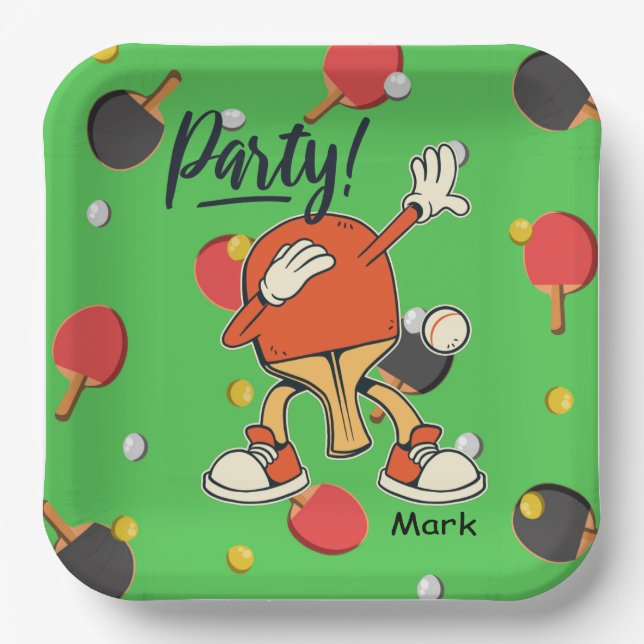 Ping Pong dabbing Table Tennis  party  funny   Paper Plate (Front)
