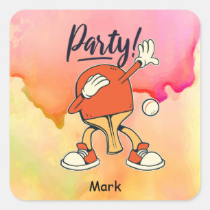 Ping Pong dabbing Table Tennis  party  funny    Square Sticker