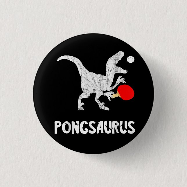 Ping Pong Dinosaurs Pingpong Player Dino Table Ten 3 Cm Round Badge (Front)