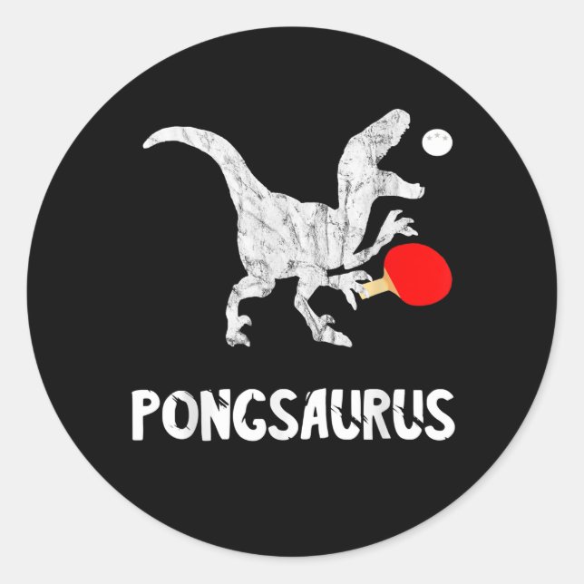 Ping Pong Dinosaurs Pingpong Player Dino Table Ten Classic Round Sticker (Front)