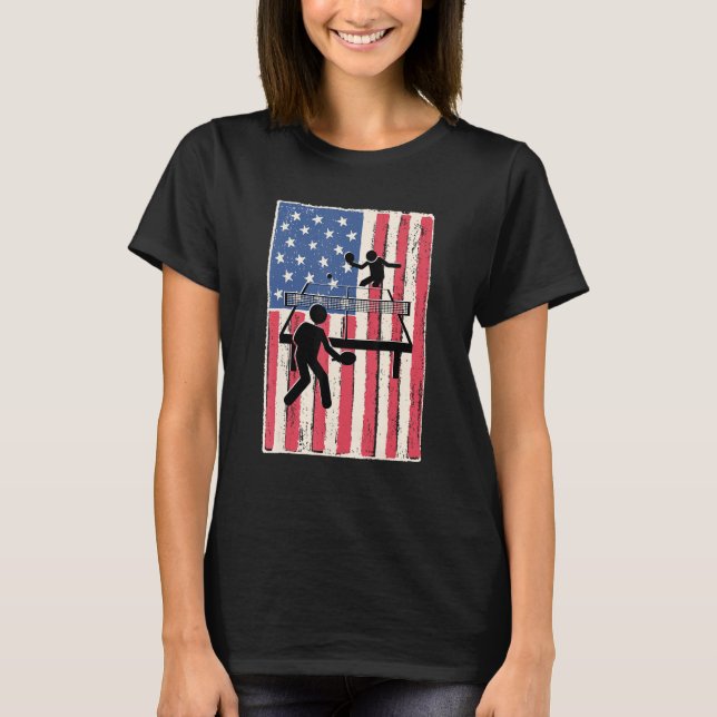 Ping pong for men  table tennis american flag patr T-Shirt (Front)