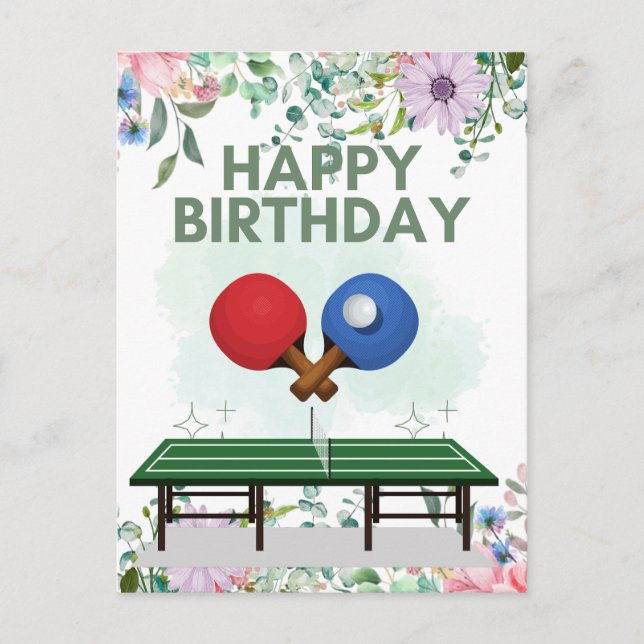 Ping Pong Happy Birthday Table Tennis Player  Post Postcard (Front)