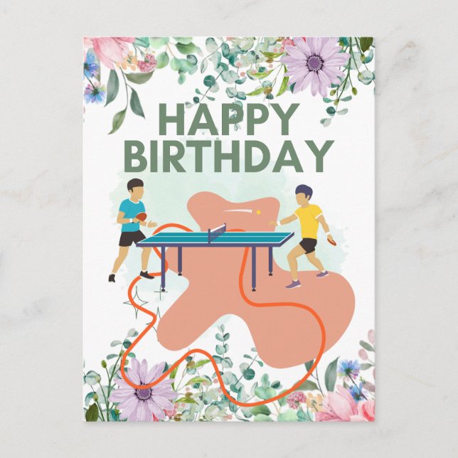 Ping Pong Happy Birthday Table Tennis Player  Postcard (Front)