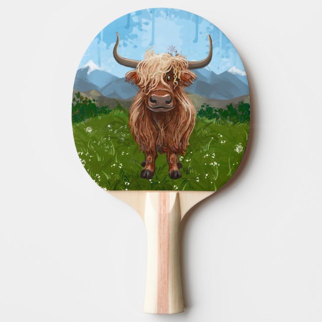 Ping Pong Highland Cow Ping Pong Paddle (Front)