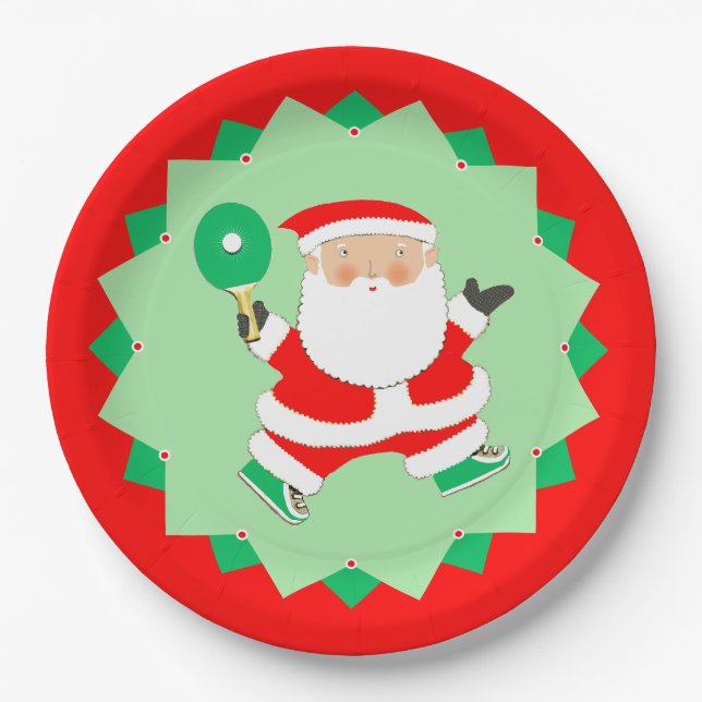 Ping-Pong Holiday Party Paper Plate (Front)