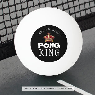 Ping Pong King Crown Name Black or Custom Ball