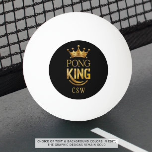 Ping Pong King Gold Crown Personalised Ball