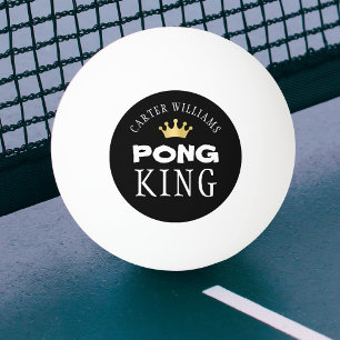 PING PONG KING Gold Crown Personalised Black Ball