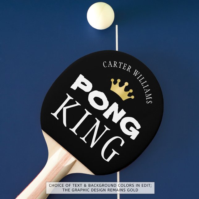 PING PONG KING Personalised Editable Black Ping Pong Paddle (Creator Uploaded)