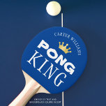 PING PONG KING Personalised Editable Black Ping Pong Paddle<br><div class="desc">Crown the king of ping pong with a personalised PONG KING paddle with your choice of background colour. COLOR CHANGE:  Change the blue background by clicking on the CUSTOMIZE FURTHER tab. Contact the designer via Zazzle Chat or makeitaboutyoustore@gmail.com if you'd like this design modified.</div>