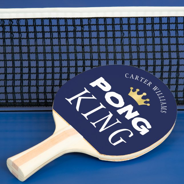 PING PONG KING Personalised Editable Navy Blue Ping Pong Paddle (Insitu)