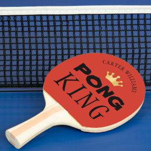 PING PONG KING Personalised Red Orange Paddle