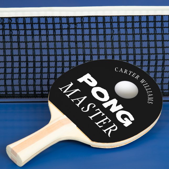 PING PONG MASTER Personalised Editable Black Paddle (Insitu)