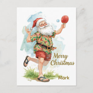 Ping Pong  Merry Christmas with Santa Claus Ping  Holiday Postcard