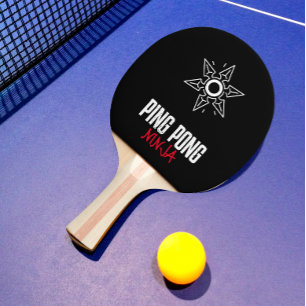 Ping Pong Ninja Modern Red And White Text Paddle