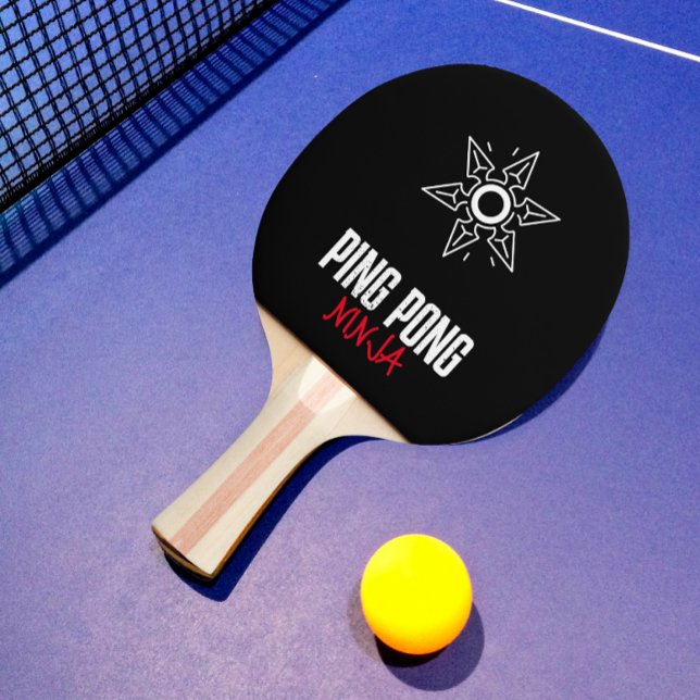 Ping Pong Ninja Modern Red And White Text Ping Pong Paddle (ping pong ninja ping pong paddle)