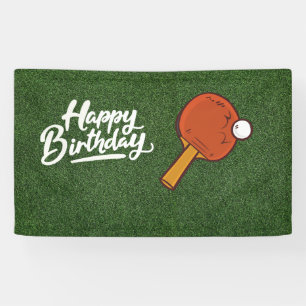 Ping Pong on green grass Happy Birthday Banner