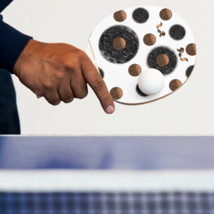 Ping Pong Paddle Abstract Black Circular 