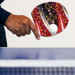 Ping Pong Paddle Abstract Red White Black