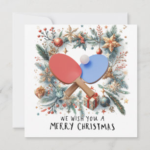 Ping Pong Paddle and ball with Christmas Frame Holiday Card