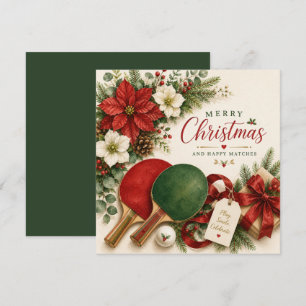 Ping Pong Paddle and ball with Christmas themed Holiday Card