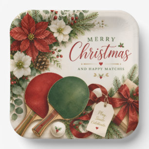 Ping Pong Paddle and ball with Christmas themed Paper Plate