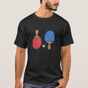 Ping Pong Paddle Ball Table Tennis Player Distress T-Shirt