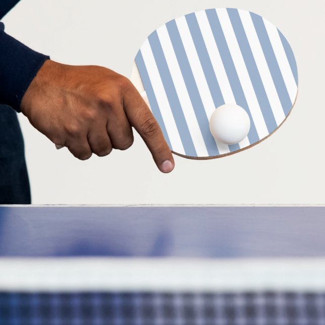 Ping Pong Paddle Blue & White Stripe (Insitu)