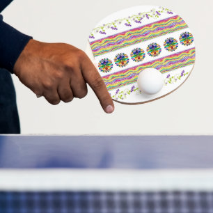 Ping Pong Paddle Colourful Floral Flowers 