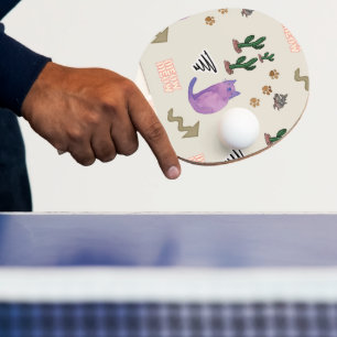Ping Pong Paddle Feline Cat Kitten Meow