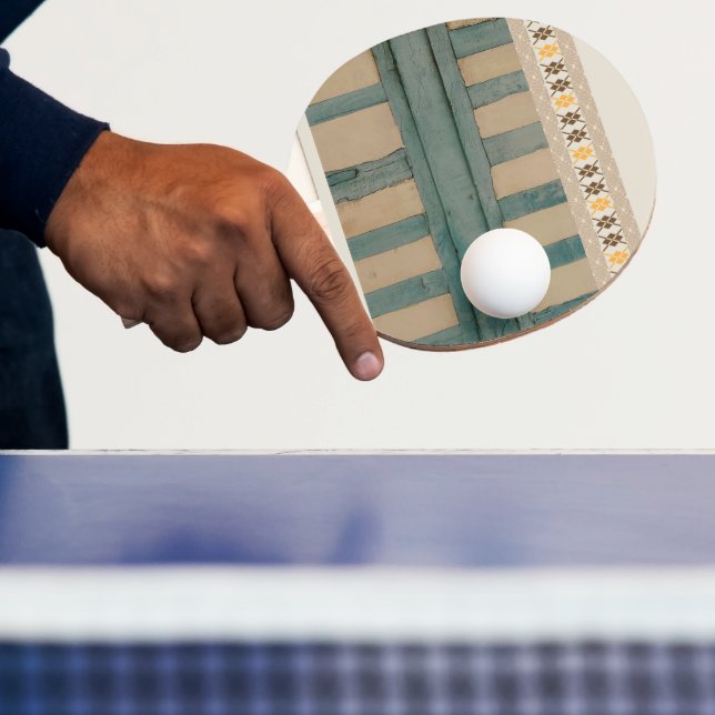 Ping Pong Paddle Green & Beige  (Insitu)