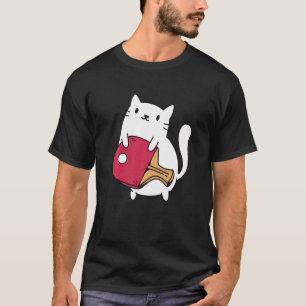 Ping Pong Paddle Ladies Cat Table Tennis Player Ca T-Shirt