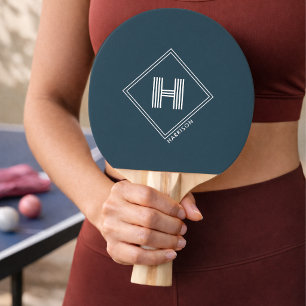 Ping Pong Paddle Modern Geometric Monogram