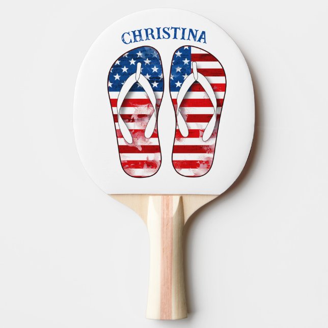 Ping Pong Paddle - Patriotic Flip Flop Design (Front)