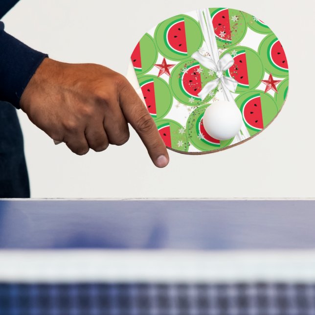 Ping Pong Paddle Watermelon White Ribbon  (Insitu)