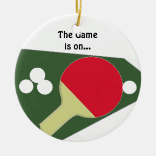 Ping Pong Paddle with Balls Ceramic Tree Decoration